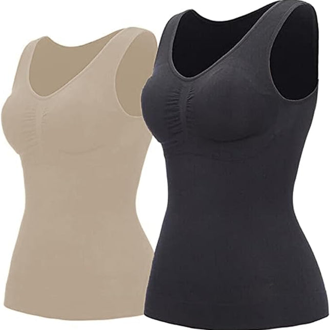 Women’s Seamless Shaping Tank Tops - 2 Pack, Stretchy, Comfortable & Slim Fit