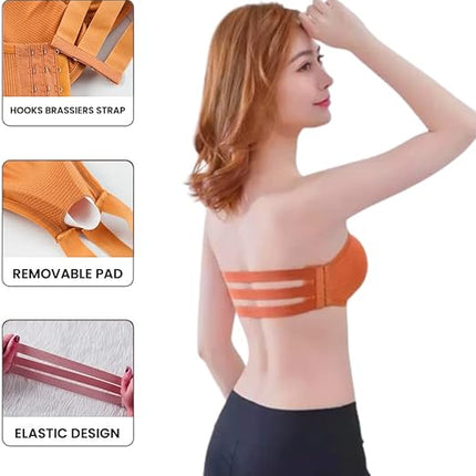 Women’s Seamless Tube Top Bra – Soft, Stretchy, Strapless Bandeau in 5 Colors (Multicolor)