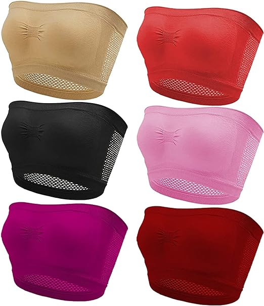 5 Pcs Set Strapless Tube Top Bras Bras for Women with Multi Color Options (Free Size)