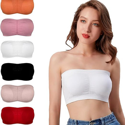 Women’s Seamless Tube Top Bra – Soft, Stretchy, Strapless Bandeau in 5 Colors (Multicolor)