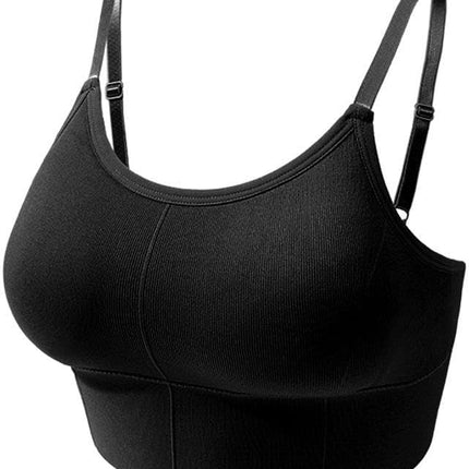 3 Pcs Women's Tube Top Bra Bralette Stretchy Sports Bra Chest Wrapped Wire Free (Black)