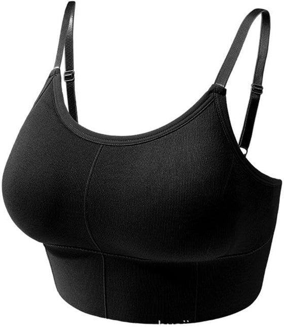 3 Pcs Women's Tube Top Bra Bralette Stretchy Sports Bra Chest Wrapped Wire Free (Black)