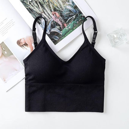 3 Pcs Women's Tube Top Bra Bralette Stretchy Sports Bra Chest Wrapped Wire Free (Black)