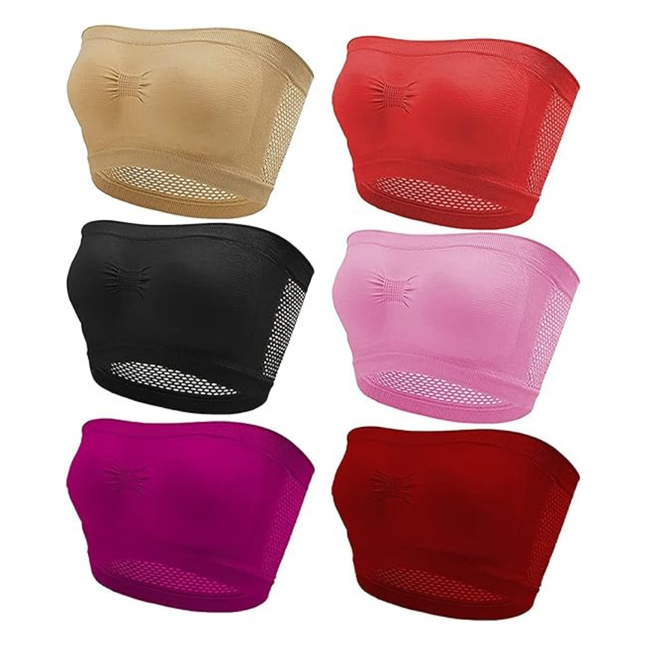 5 Pcs Set Strapless Tube Top Bras Bras for Women with Multi Color Options (Free Size)