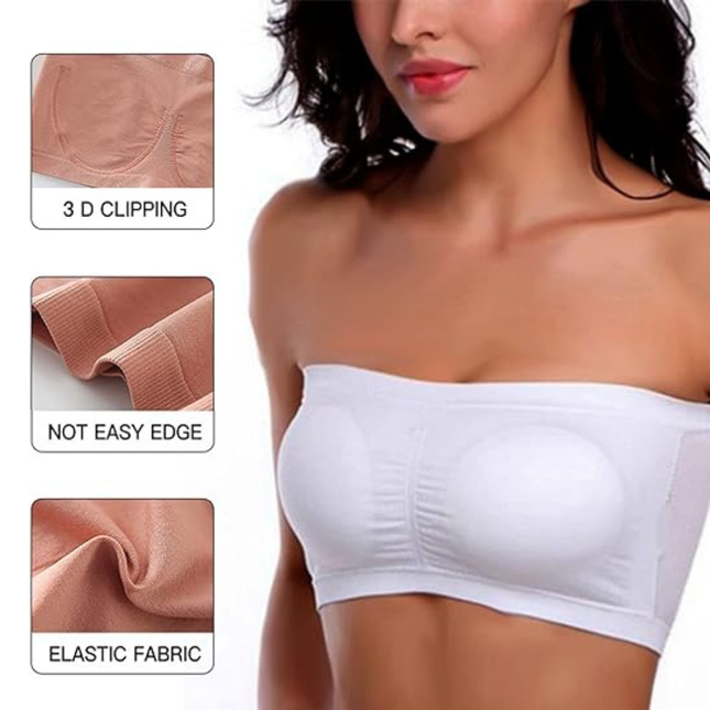 5 Pcs Set Strapless Tube Top Bras Bras for Women with Multi Color Options (Free Size)