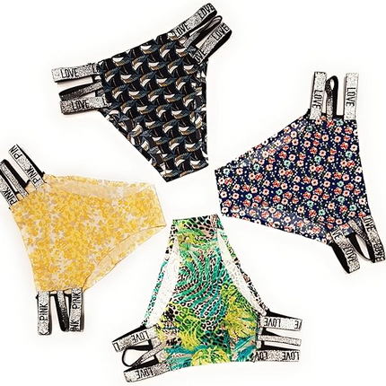 3 Pcs Set Women’s Strips Printed Bikini Panties – Soft, Stretchy, Multicolor, Elastic Waistband