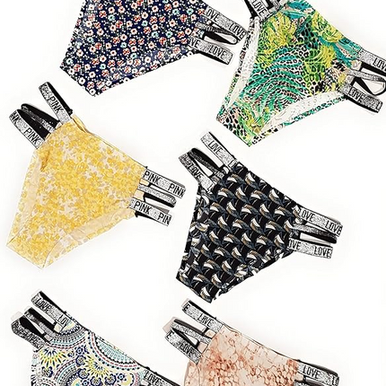 3 Pcs Set Women’s Strips Printed Bikini Panties – Soft, Stretchy, Multicolor, Elastic Waistband