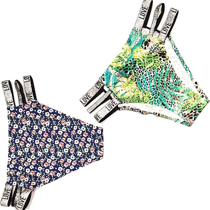 3 Pcs Set Women’s Strips Printed Bikini Panties – Soft, Stretchy, Multicolor, Elastic Waistband