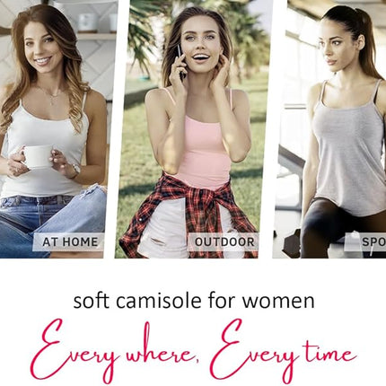 Spaghetti Strap Camisole Tank Top – Soft 5 PCs , Slim Fit, Assorted Colors,(Muticolour)