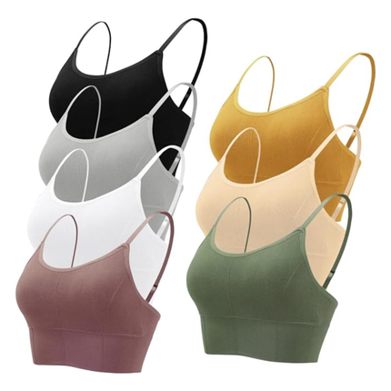 Women Padded Bralette Set 5 Pcs  – Seamless Strap Tops for Everyday Comfort (Multicolor)