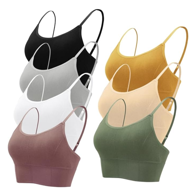 Women Padded Bralette Set 5 Pcs  – Seamless Strap Tops for Everyday Comfort (Multicolor)