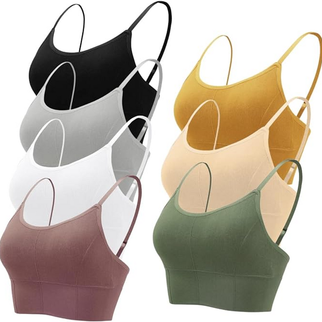 Women Padded Bralette Set 5 Pcs  – Seamless Strap Tops for Everyday Comfort (Multicolor)