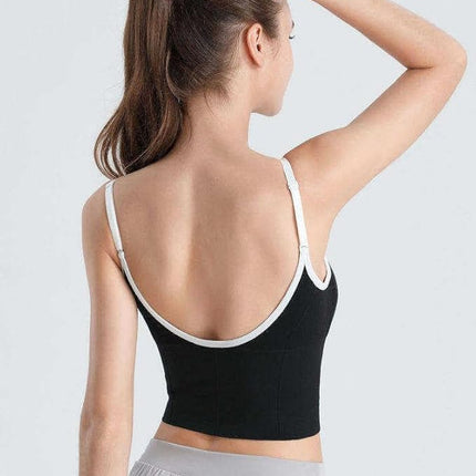 3 PCs Bra Bralette Crop Top with Adjustable Straps - V-neck, Soft Fabric (Black-White)