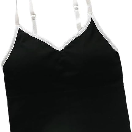 3 PCs Bra Bralette Crop Top with Adjustable Straps - V-neck, Soft Fabric (Black-White)